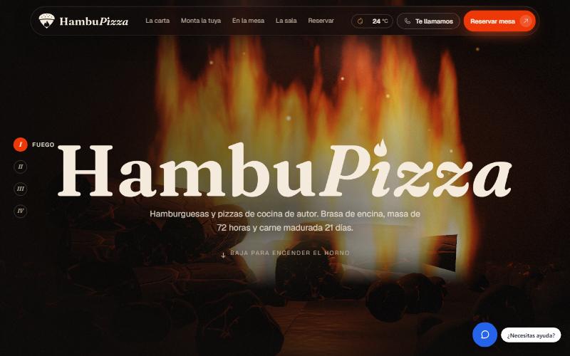 Captura de la web de demostració de HambuPizza (Hamburgueses i pizzes · Barcelona)