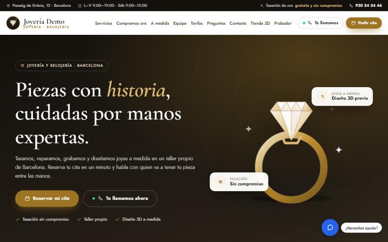 Screenshot of the Joyería Demo demo website