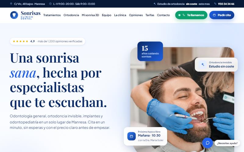 Captura de la web de demostració de Clínica Sonrisas (Clínica dental · Manresa)